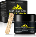 Pure Himalayan Shilajit Gold Resin 800mg by Luxe Essence with wooden spoon, 85 trace minerals and fulvic acid