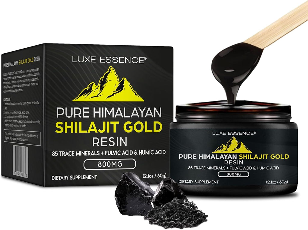 Authentic Himalayan shilajit resin texture showing gold grade purity with fulvic and humic acid composition