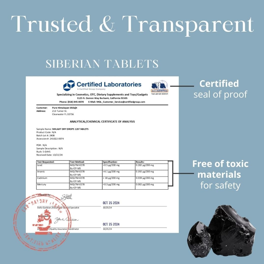 Pure Shilajit tablets third party lab tested