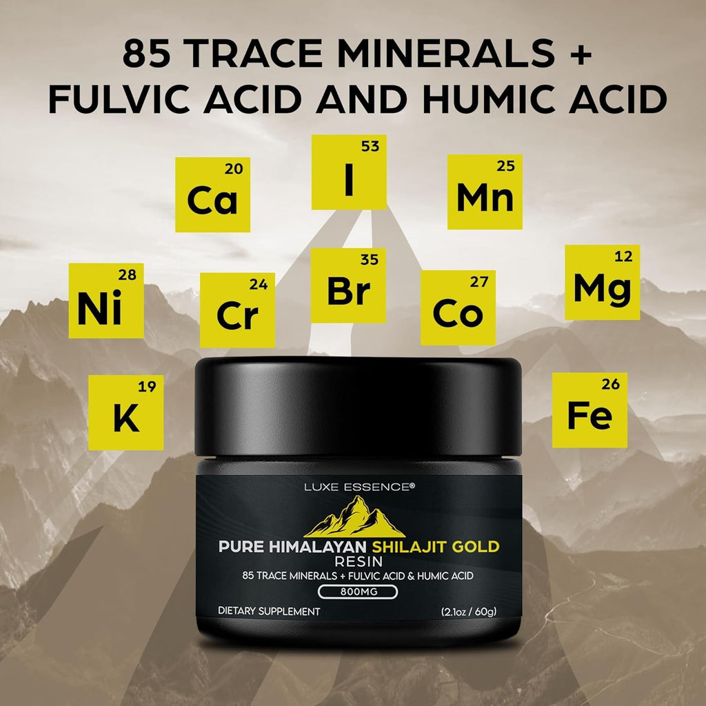 Pure Himalayan Shilajit Gold Resin rich in 85 trace minerals including calcium, iron, magnesium and fulvic acid