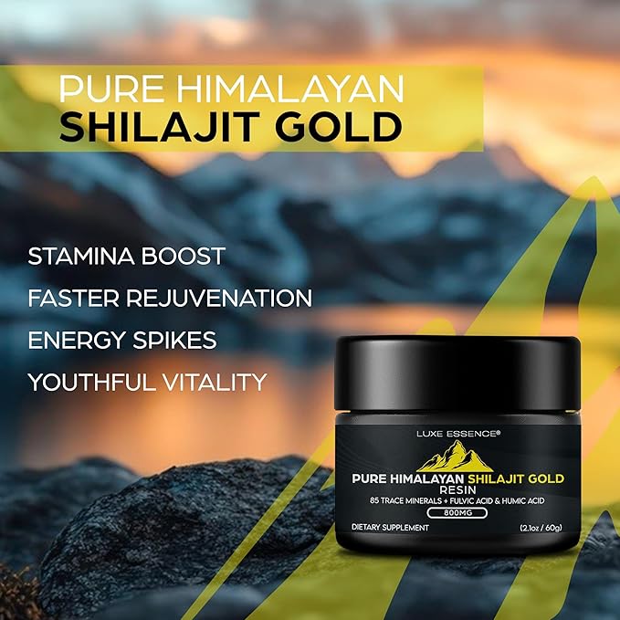 Pure Himalayan Organic Shilajit Resin – 800mg Gold Grade Shilajit – Natural & Authentic with 85+ Trace Minerals & Fulvic Acid – Premium Quality Supplement – 60 Grams (60 Gram)