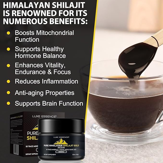 Pure Himalayan Organic Shilajit Resin – 800mg Gold Grade Shilajit – Natural & Authentic with 85+ Trace Minerals & Fulvic Acid – Premium Quality Supplement – 60 Grams (60 Gram)