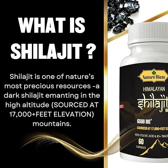 Pure Organic Himalayan Shilajit Capsules for Men & women (60 Capsules Pack of 1)