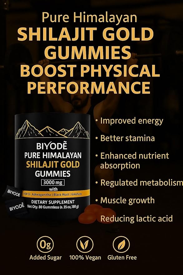 Pure Himalayan Shilajit Gold Gummies – 60 Vegan Gummies with Fulvic Acid & 85+ Trace Minerals – Energy, Focus & Immunity Booster – Organic Resin Alternative – Non-GMO, Gluten-Free Supplement