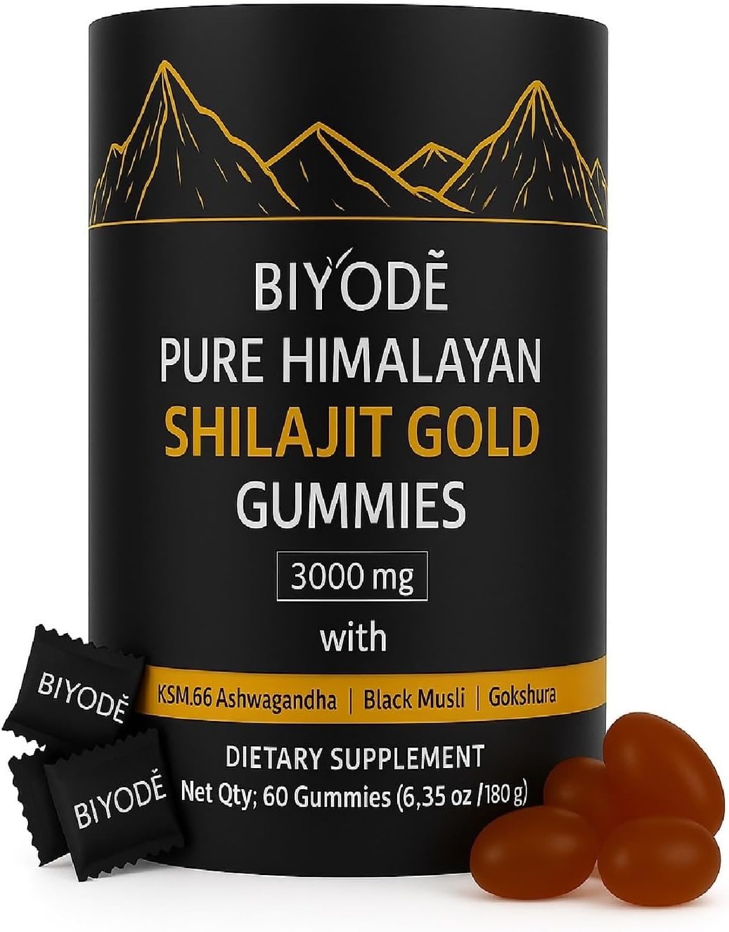 Pure Himalayan Shilajit Gold Gummies – 60 Vegan Gummies with Fulvic Acid & 85+ Trace Minerals – Energy, Focus & Immunity Booster – Organic Resin Alternative – Non-GMO, Gluten-Free Supplement